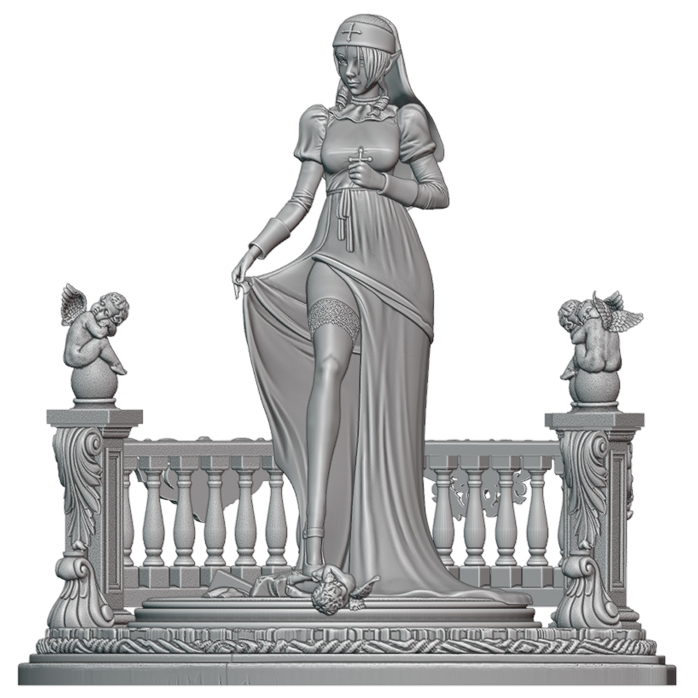Elf Clergy Lady With Cross Orn - Model Figure Base ulasan dan harga
